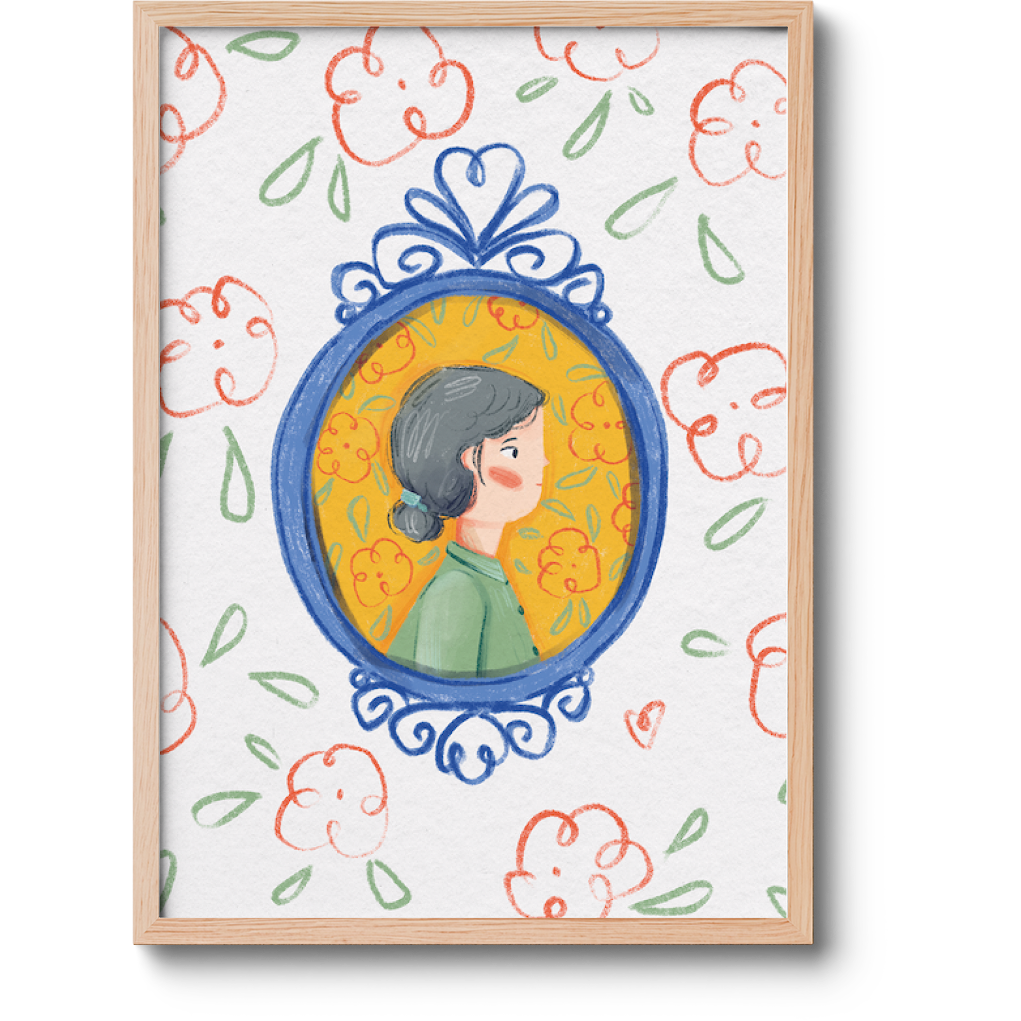 Girl in frame and flowers - Limited Print